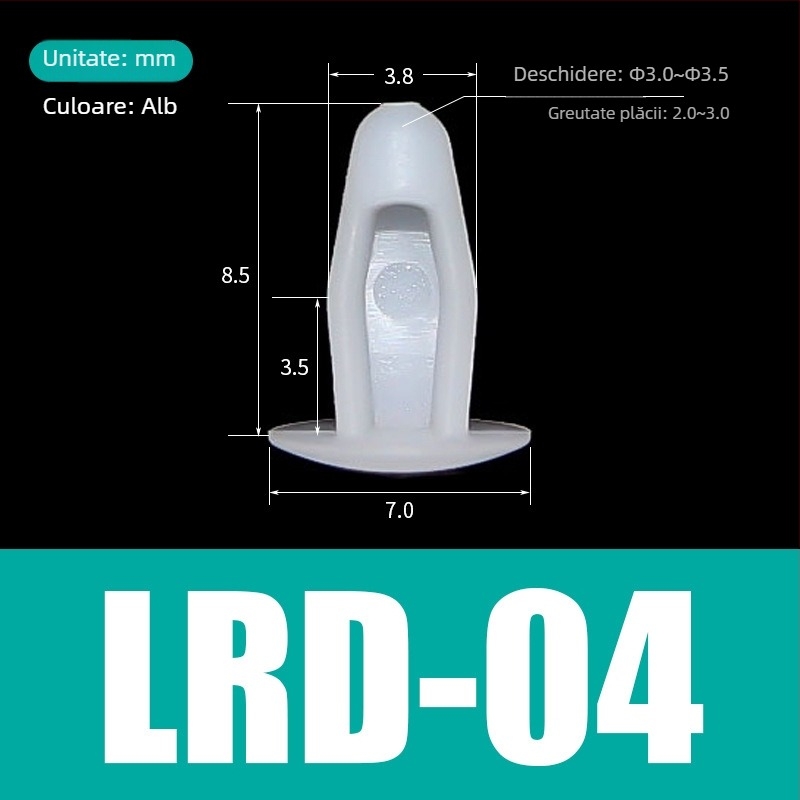 Nit din nailon pentru fixare pe plăci PCB și plăci de mașină – LRD-04, Material: nailon, Tip nit