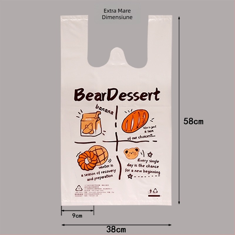 Pungă de plastic pentru ambalare, dublu strat, alimentar, extra groasă, 6 mil, stil tote pentru coacere