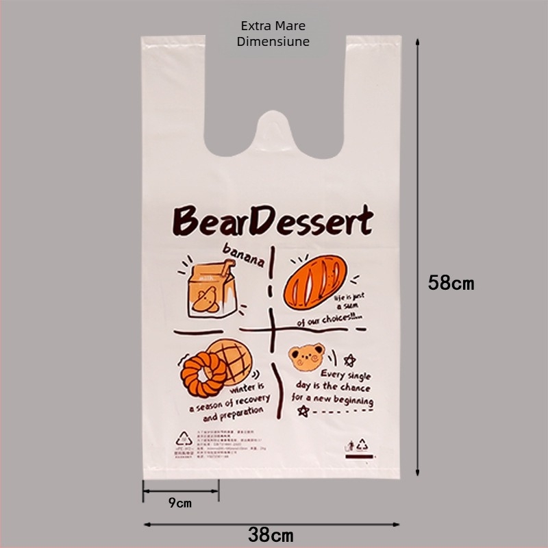 Pungă de plastic pentru ambalare, dublu strat, alimentar, extra groasă, 6 mil, stil tote pentru coacere