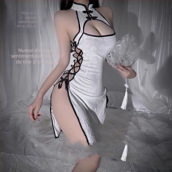 Rochie de lenjerie din dantelă, inspirată de stil chinezesc, cu dresuri — costum de rol pentru femei, poliester