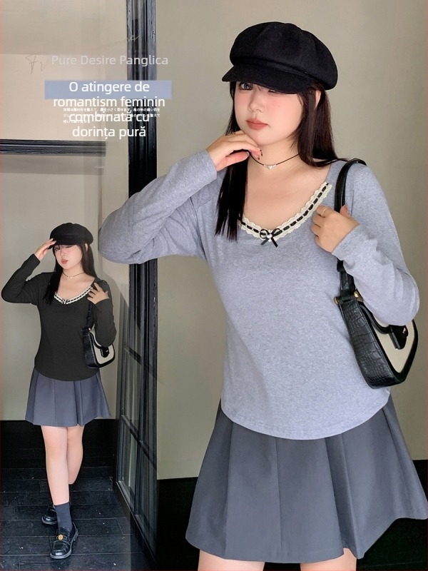 Tricou damă cu mâneci lungi, funda decorativă, guler rotund, croială slim, amestec bumbac-spandex, model solid