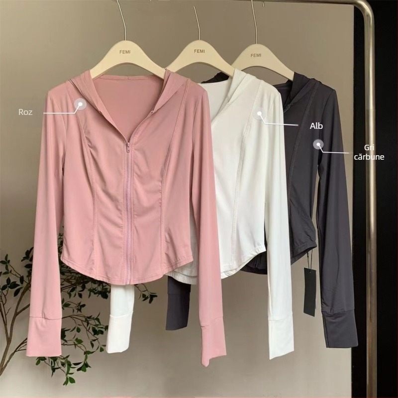 Geacă ușoară cu glugă UPF50+ protecție solară – respirabilă, uscare rapidă, UV, rezistentă la vânt, repelent pentru insecte