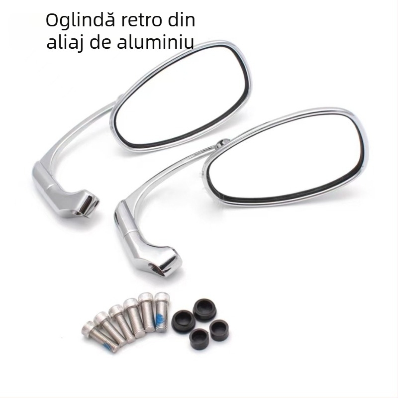 Oglindă retrovizoare pentru motocicletă din aliaj de aluminiu, rotundă, montaj față-spate, rezistență la vibrații, pentru motociclete și vehicule electrice