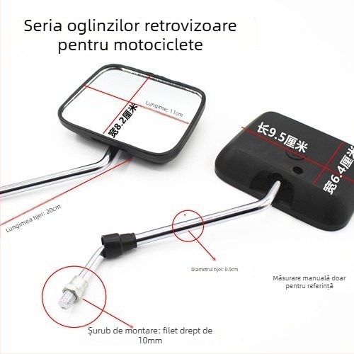 Oglindă retrovizoare pentru motocicletă WY125, oglindă sferică din sticlă, 12V, carcasă din plastic