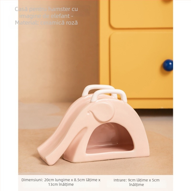 Cuib ceramic pentru hamster – stil cartoon, sigur pentru mușcături, odihnă și ascundere, impermeabil și respirabil, pentru interior și exterior