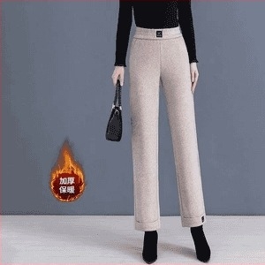 Pantaloni de iarnă pentru femei, cu căptușeală fleece, croială largă, poliester, lungime 9/10, microelasticitate