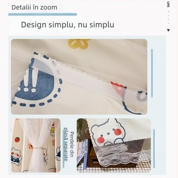 Cortine Velcro fără găuri, poliester, dantelă-imprimare, țesătură warp, 40-70% umbrire, pentru dormitor/birou/restaurant, ferestre bay și alte forme de ferestre