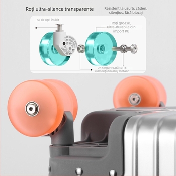 Valiză cabină din aliaj de aluminiu-magneziu, cu șezut, capacitate mare, încuietoare TSA, roți universale