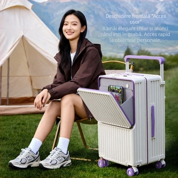 Bagaj de călătorie cu separare uscat-umed, deschidere frontală, port USB, impermeabil, capacitate mare