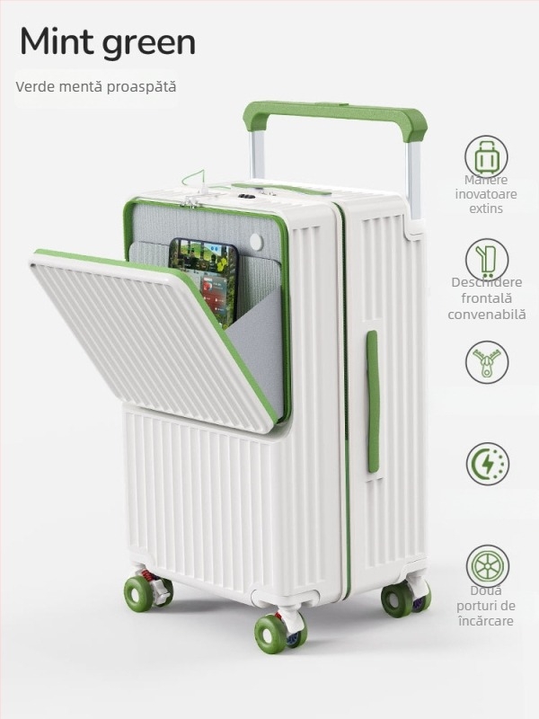 Bagaj de călătorie cu separare uscat-umed, deschidere frontală, port USB, impermeabil, capacitate mare