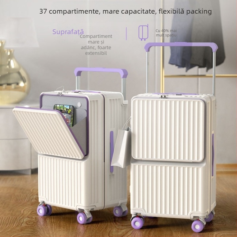 Bagaj de călătorie cu separare uscat-umed, deschidere frontală, port USB, impermeabil, capacitate mare