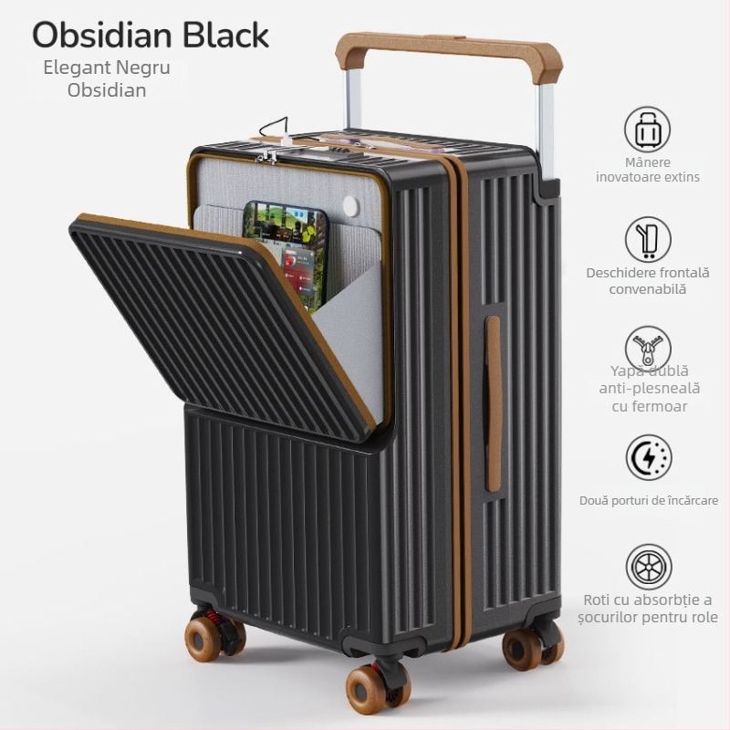 Bagaj de călătorie cu separare uscat-umed, deschidere frontală, port USB, impermeabil, capacitate mare