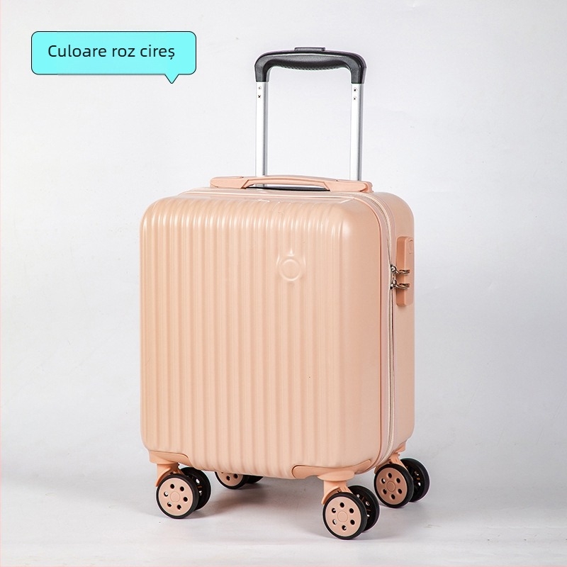 Omanfi bagaj cabină de 14 inch, ABS+PC, 2,3 kg, roți universale, deschidere cu fermoar, lacăt cu combinație standard