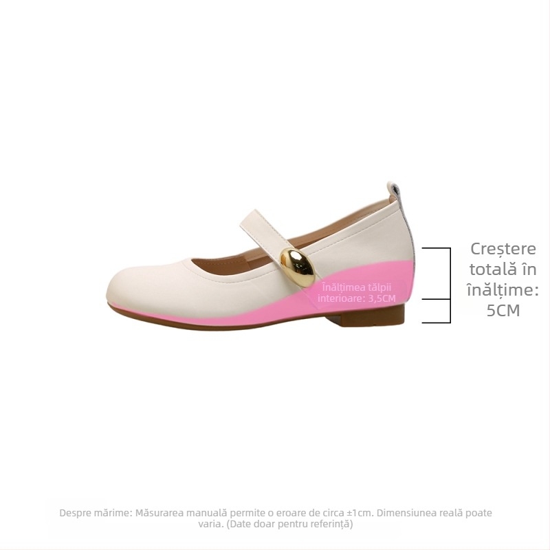Pantofi femei Mary Jane, vârf rotund, toc 6–8 cm, din fibră super, căptușeală din fibră ultra-fină