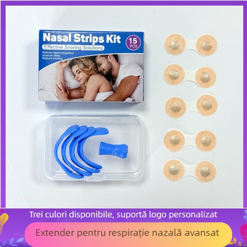 Patch nazal magnetic cu clipă și dilatator de respirație pentru prevenirea sforăitului – țesătură, magnet, plastic