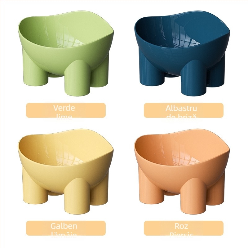 Castron pentru pisici cu design de picioare de elefant, protecție a gâtului, anti-răsturnare