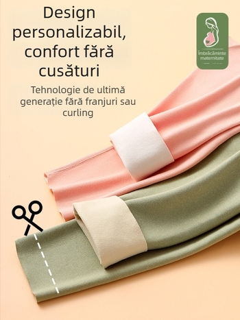 Set termic pentru gravide cu căptușeală din fleece, bluză cu mânecă lungă și pantaloni, acces la alăptare, poliester cu spandex, iarnă 2023