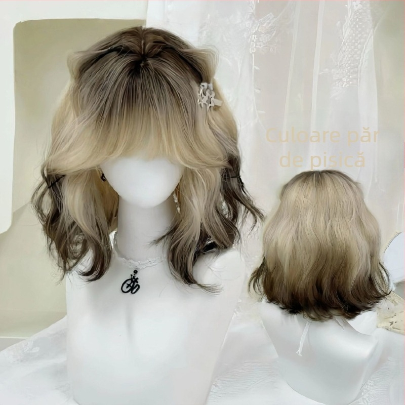 Perucă – păr scurt buclat, stil natural, model W031, fibră rezistentă la temperatură înaltă