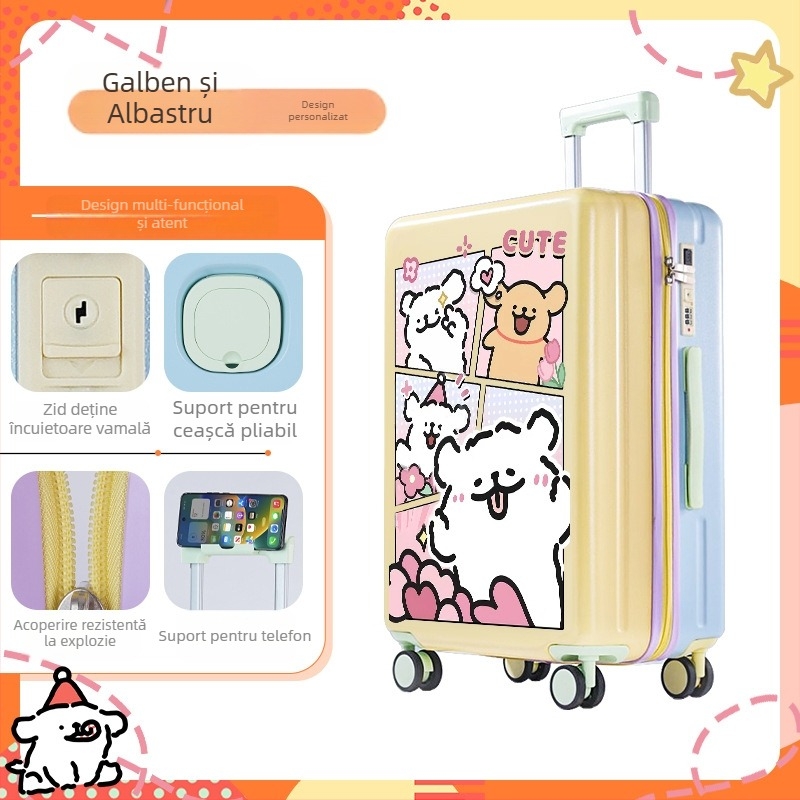 Valiză ABS pentru călătorii cu motiv anime, 3,5 kg, deschidere cu fermoar, roți universale