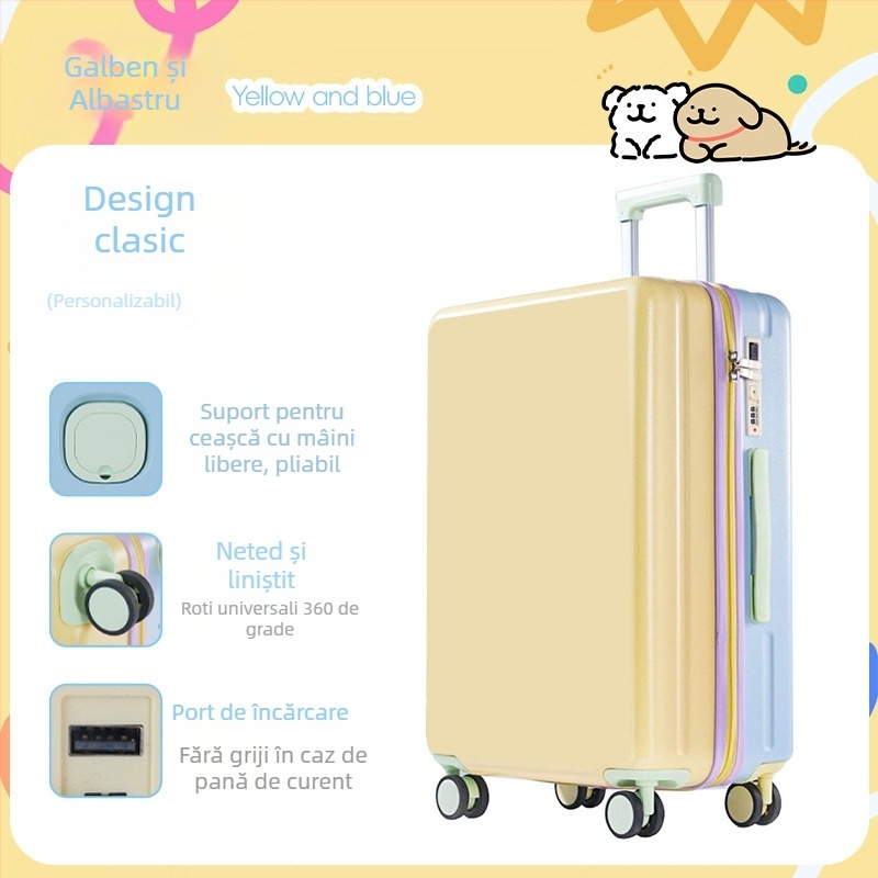 Valiză ABS pentru călătorii cu motiv anime, 3,5 kg, deschidere cu fermoar, roți universale