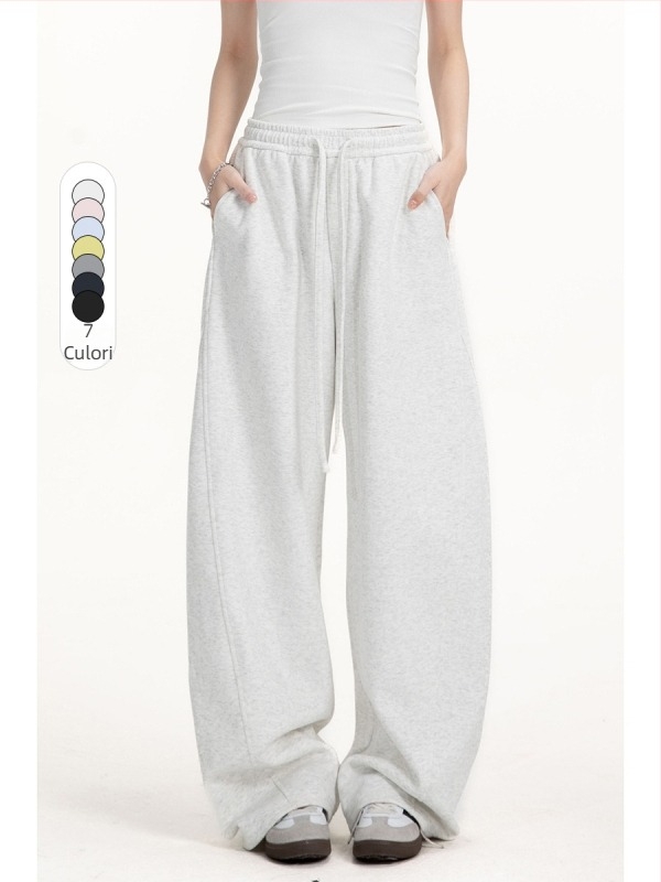 CATTEE Pantaloni casual unisex în stil Preppy, croială dreaptă, croială relaxată, talie medie, fermoar, țesătură bumbac-poliester, pentru primăvară-toamnă