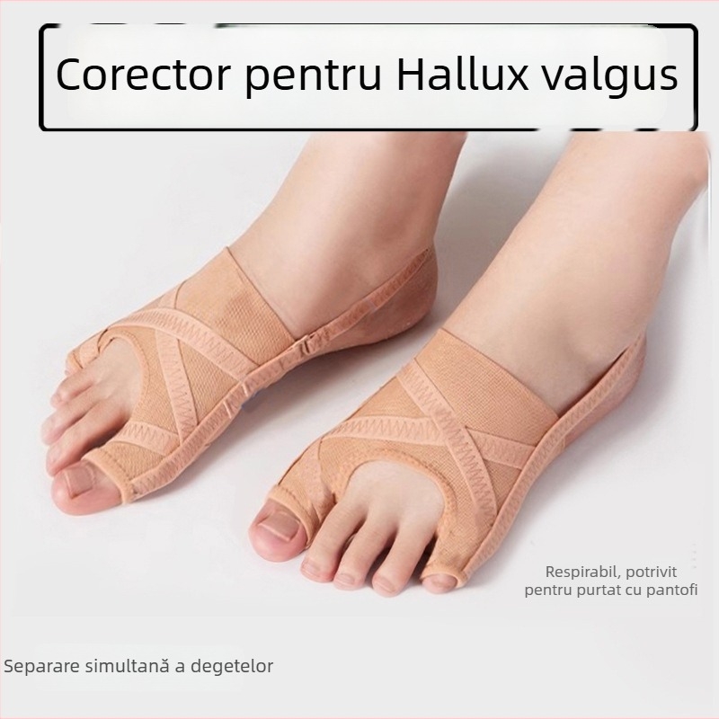 Separator pentru degetele de la picior din plasă – Hallux Valgus, separator dublu pentru degetul mare și degetul mic, dispozitiv respirabil pentru alinierea piciorului
