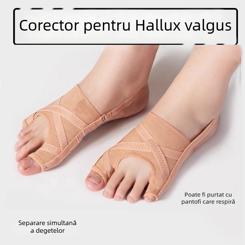 Separator pentru degetele de la picior din plasă – Hallux Valgus, separator dublu pentru degetul mare și degetul mic, dispozitiv respirabil pentru alinierea piciorului