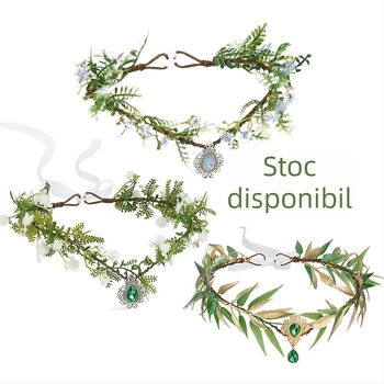 Accesoriu pentru cap: Coroană din frunze pentru zână/elf – stil natură, unisex; Material: plastic/rășină; Formă: frunză; Potrivit pentru nuntă și festival