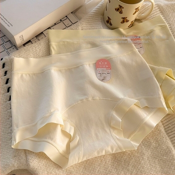 Chiloți din bumbac pentru femei, căptușeală PLA în zona inghinală, respirabili, talie medie, tricotate