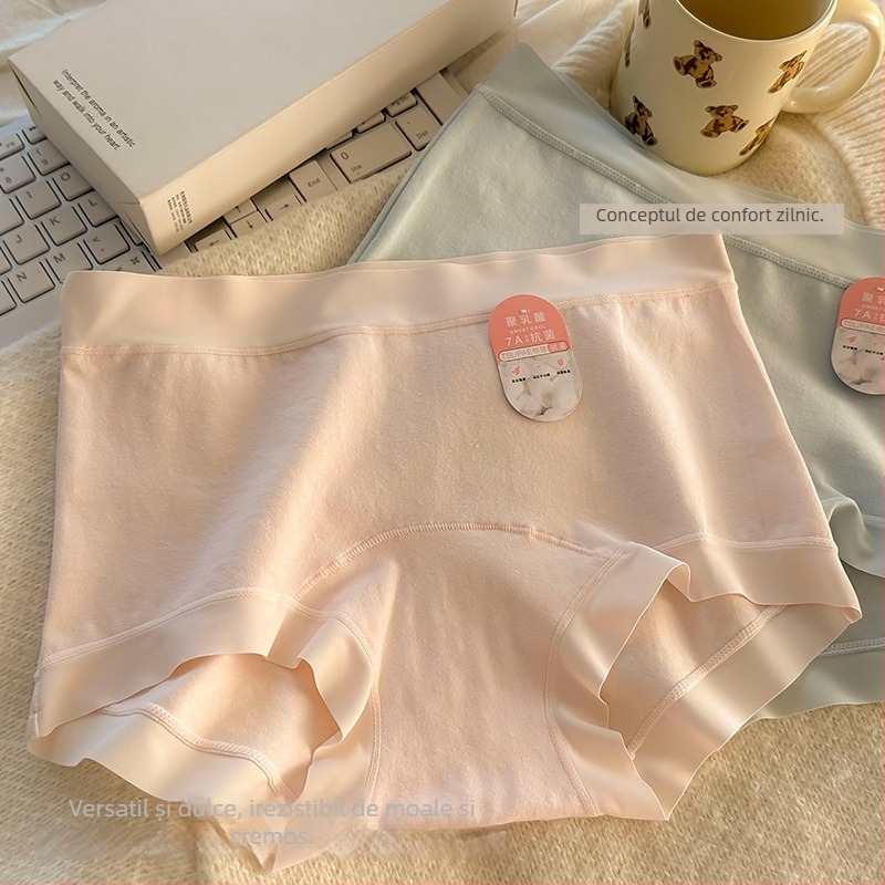 Chiloți din bumbac pentru femei, căptușeală PLA în zona inghinală, respirabili, talie medie, tricotate