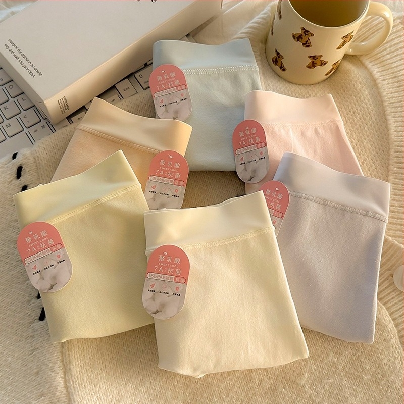 Chiloți din bumbac pentru femei, căptușeală PLA în zona inghinală, respirabili, talie medie, tricotate