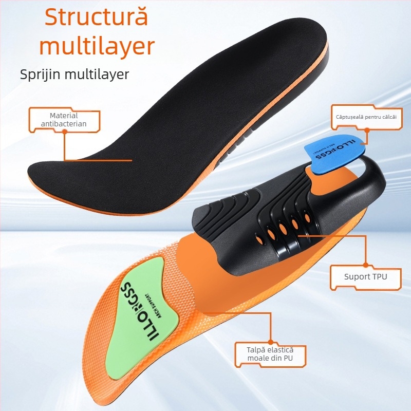 PU talpă cu suport pentru arc, talpă completă, unisex, potrivită pentru încălțăminte sport, pantofi din piele și botine, ameliorează durerea arcului și a călcâielului