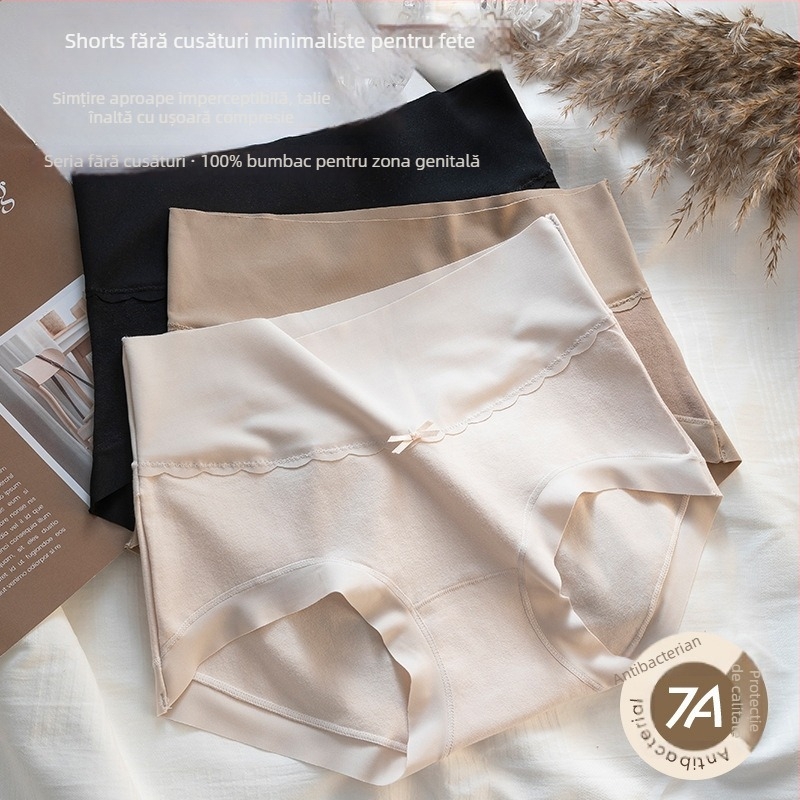 Chiloți pentru femei din bumbac cu talie înaltă, 60S, antibacteriali, respirabili, ridicare șolduri