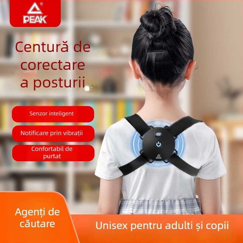 Centură de corecție a posturii pentru copii Peak – senzor inteligent, corecție a poziției, avertizare invizibilă pentru poziția șezutului, deschidere a umerilor; model Pk-yaf4201-1bk, cod produs Yaf13113, lansare în 2025