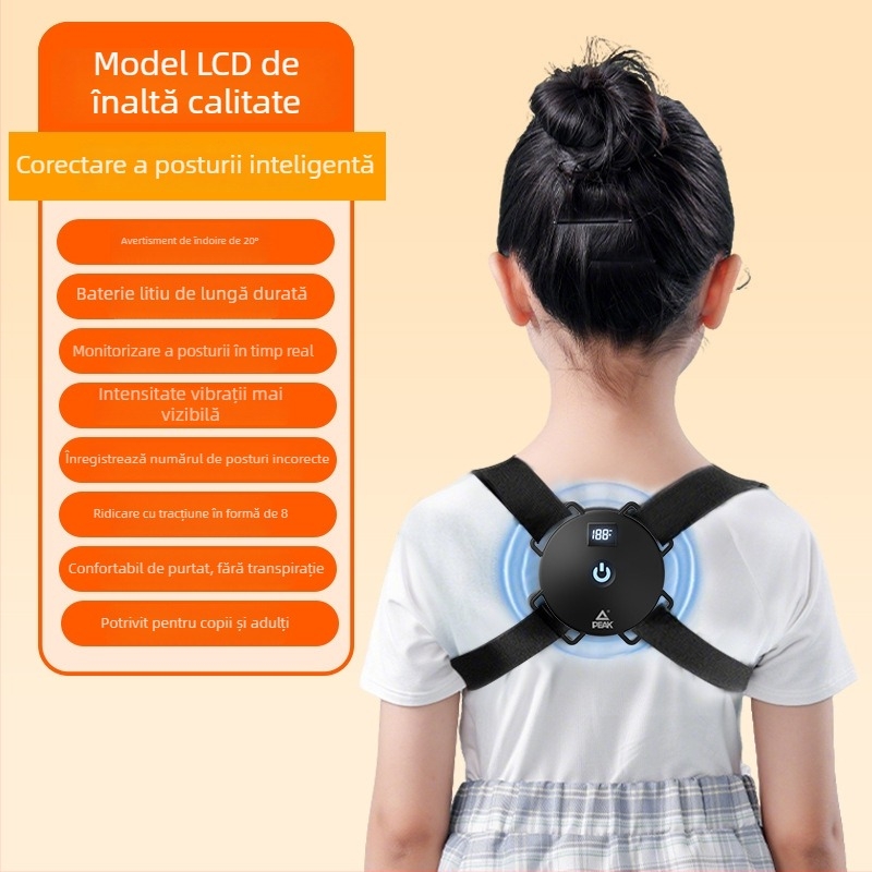 Centură de corecție a posturii pentru copii Peak – senzor inteligent, corecție a poziției, avertizare invizibilă pentru poziția șezutului, deschidere a umerilor; model Pk-yaf4201-1bk, cod produs Yaf13113, lansare în 2025