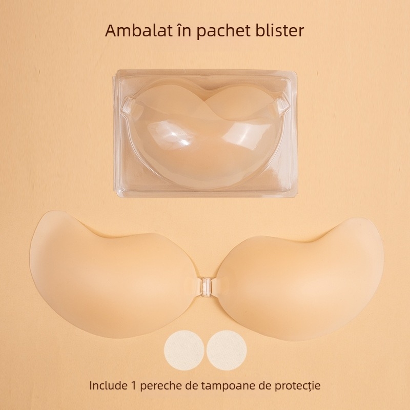 Patch de sân din silicon, cu închidere frontală, invizibil, în formă mango, anti-alunecare