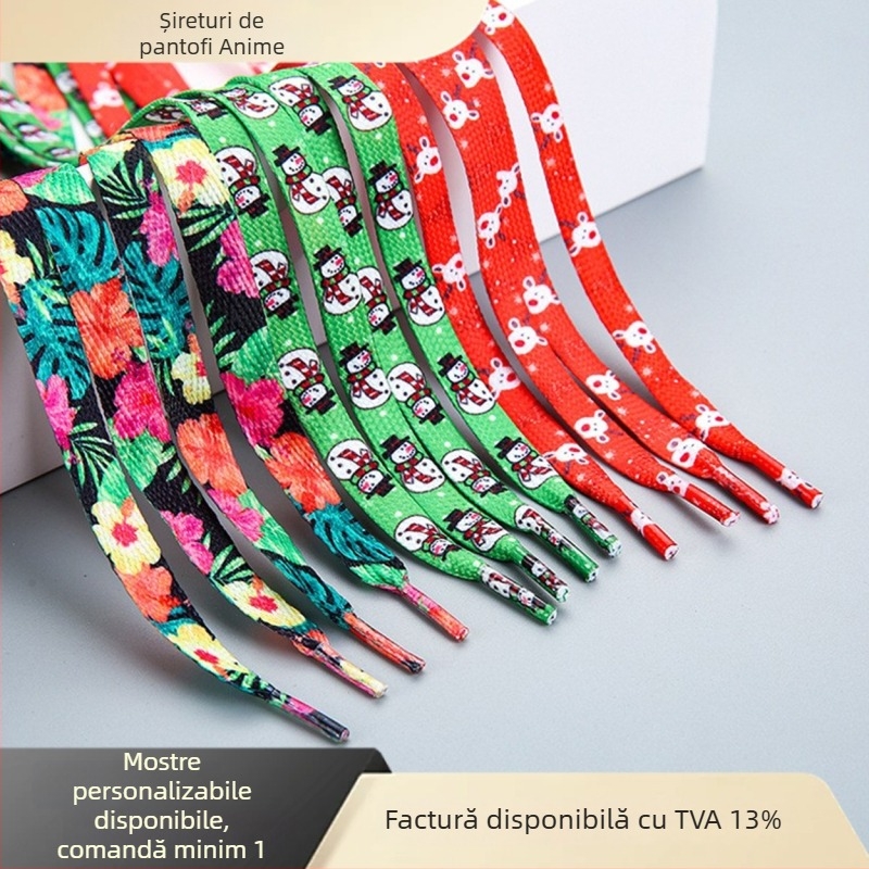 Șnururi de încălțăminte de Crăciun — Dylan, lungime 120 cm; potrivite pentru pantofi sport, bocanci, pantofi casual și de lucru; stil Crăciun, relaxare zilnică