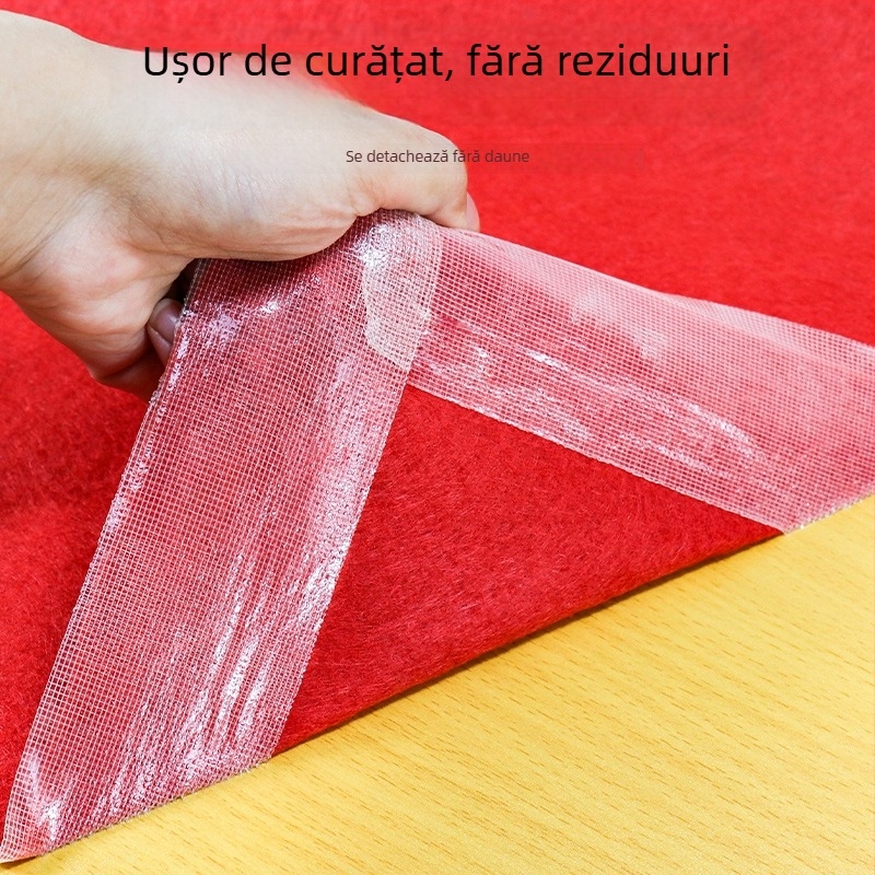 Bandă dublu-adezivă din material textil, cu aderență înaltă și strat antiderapant, pentru podele și tapet; fixare prin lipire