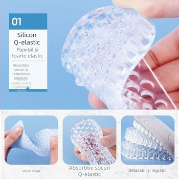 Talpă de silicon pentru creșterea înălțimii – pernă semi-transparentă, multistrat, unisex pentru adulți, potrivită pentru pantofi sport, piele și bocanci