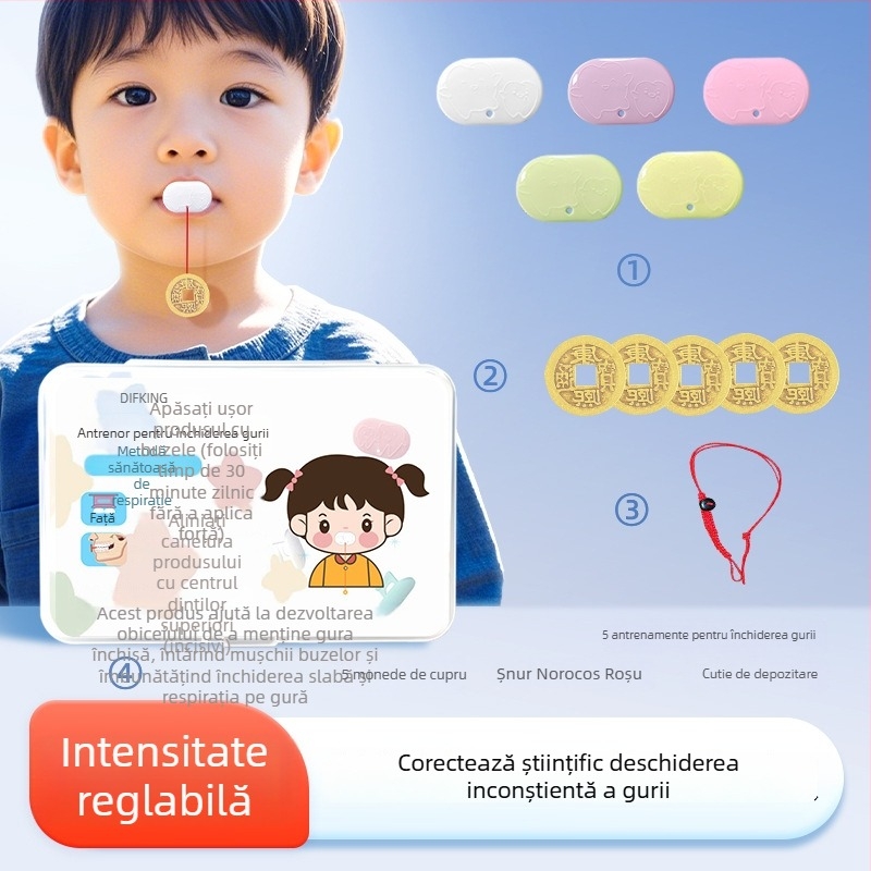 Antrenor pentru mușchii buzelor pentru corectarea respirației pe gură – Dispozitiv anti-sforăit, Ediție pentru adulți, Material PP, Context hipertrofie adenoidală