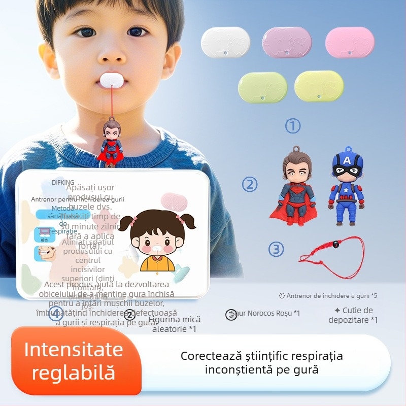 Antrenor pentru mușchii buzelor pentru corectarea respirației pe gură – Dispozitiv anti-sforăit, Ediție pentru adulți, Material PP, Context hipertrofie adenoidală