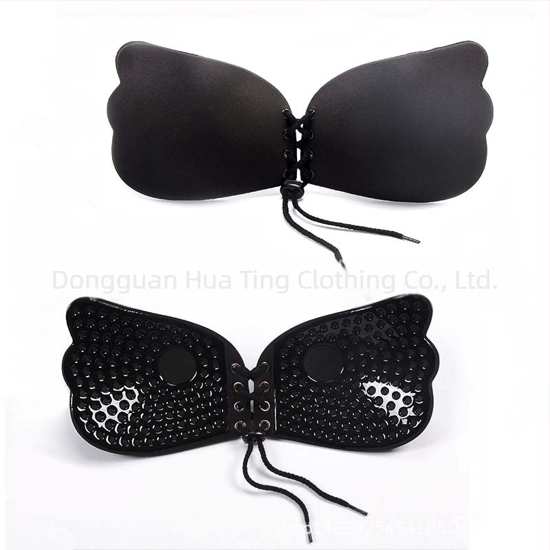 Bustier fără bretele cu plasturi invizibili pentru sâni, din bumbac, pernuțe în formă de palmă, antiaderent, stil sexy