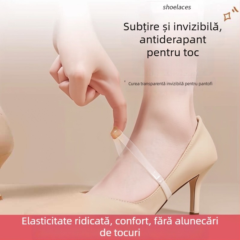 Șireturi transparente invizibile pentru femei cu toc înalt, cu curele anti-derapante pentru fixare sigură a pantofilor — Cod produs: Cx-yunqie — Sezoane: toate sezoanele