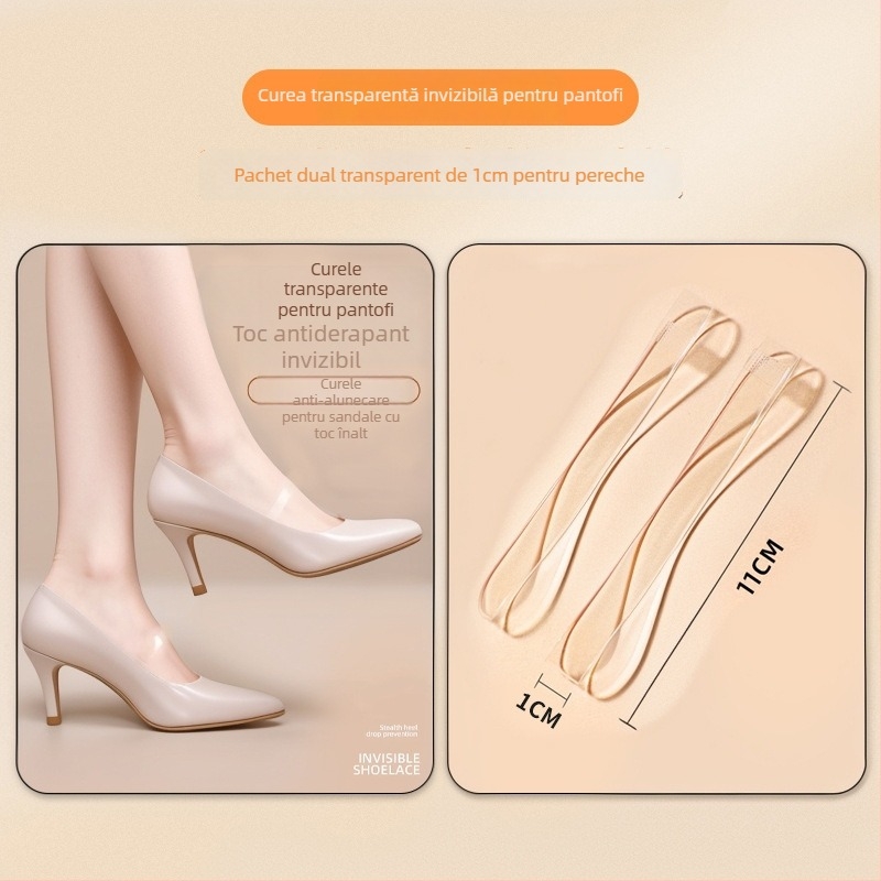 Șireturi transparente invizibile pentru femei cu toc înalt, cu curele anti-derapante pentru fixare sigură a pantofilor — Cod produs: Cx-yunqie — Sezoane: toate sezoanele