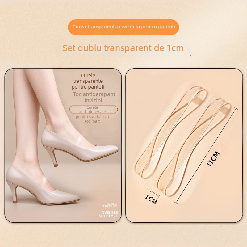 Șireturi transparente invizibile pentru femei cu toc înalt, cu curele anti-derapante pentru fixare sigură a pantofilor — Cod produs: Cx-yunqie — Sezoane: toate sezoanele