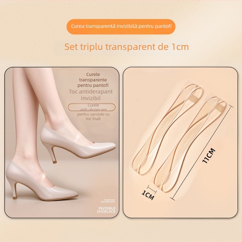 Șireturi transparente invizibile pentru femei cu toc înalt, cu curele anti-derapante pentru fixare sigură a pantofilor — Cod produs: Cx-yunqie — Sezoane: toate sezoanele