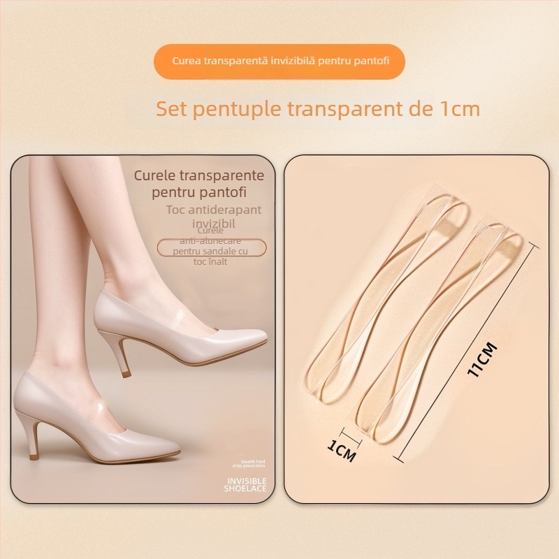Șireturi transparente invizibile pentru femei cu toc înalt, cu curele anti-derapante pentru fixare sigură a pantofilor — Cod produs: Cx-yunqie — Sezoane: toate sezoanele