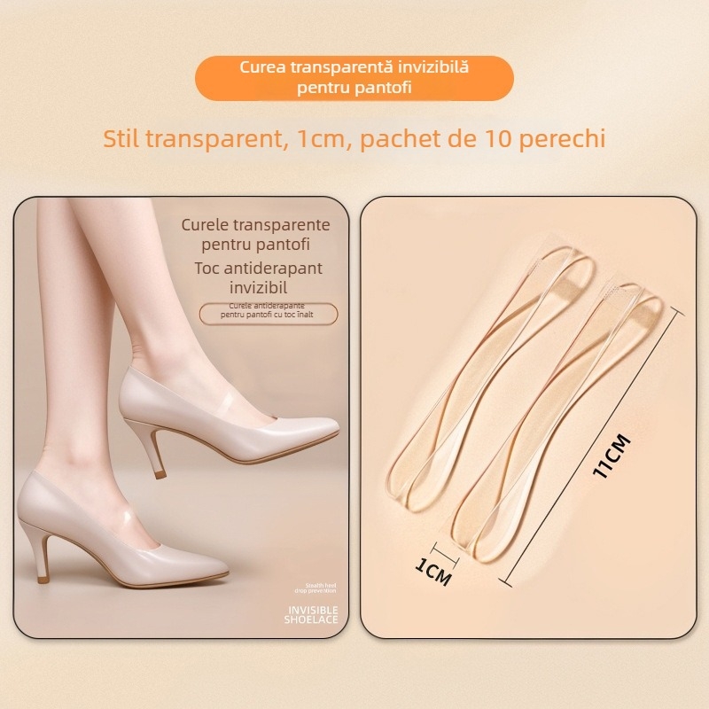 Șireturi transparente invizibile pentru femei cu toc înalt, cu curele anti-derapante pentru fixare sigură a pantofilor — Cod produs: Cx-yunqie — Sezoane: toate sezoanele