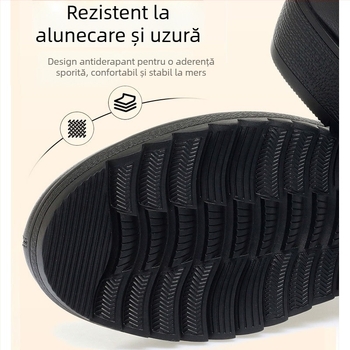 Pantofi damă casual, confortabili, cu vârf rotund, partea superioară din microfibră, branț din microfibră, talpă din cauciuc, toc mediu 3–5 cm, gleznă joasă