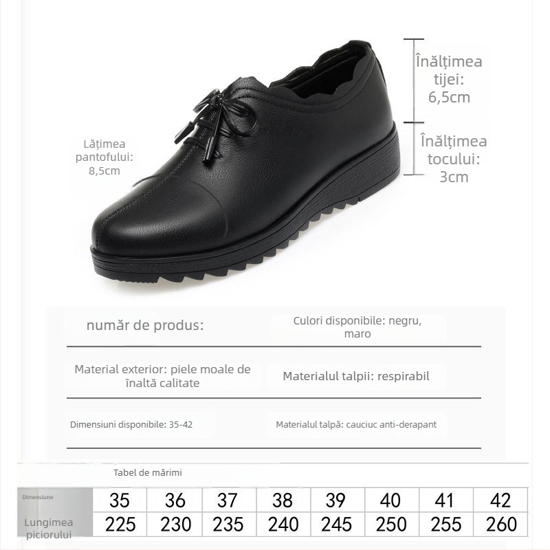 Pantofi damă casual, confortabili, cu vârf rotund, partea superioară din microfibră, branț din microfibră, talpă din cauciuc, toc mediu 3–5 cm, gleznă joasă